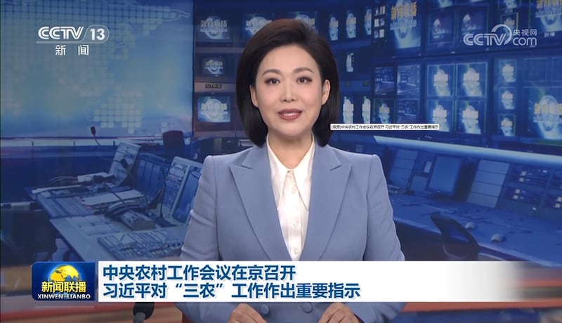 中国官媒央视对中央农村工作会议的相关报道(视频截图/CCTV)