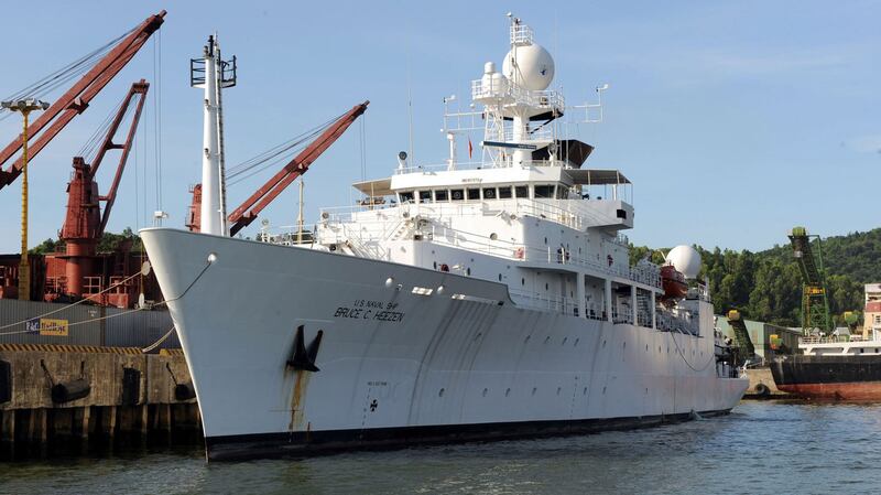 File photo of US Navy oceanographic survey ship USNS Bruce C. Heezen anchored at Da Nang, Vietnam.