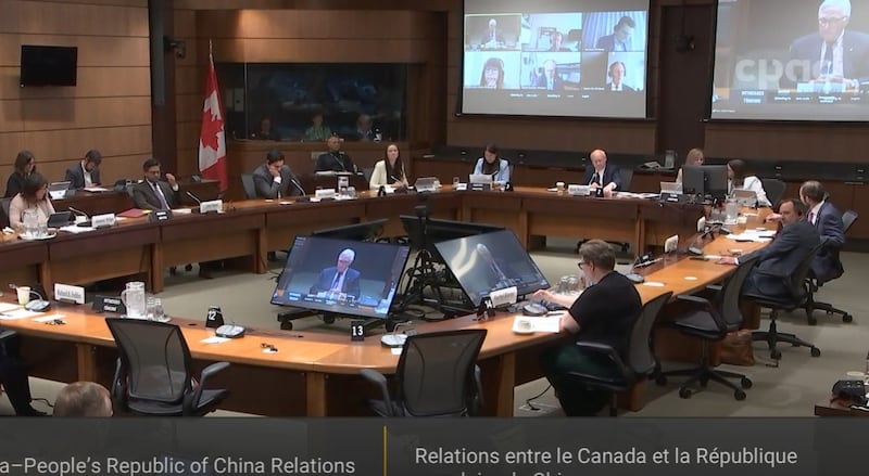 加中关系特别委员会于2019年底设立,曾针对包括中国胁迫外交、窃取机密、恐吓侨民等多个问题进行讨论。 (加中关系特别委员会会议截图)